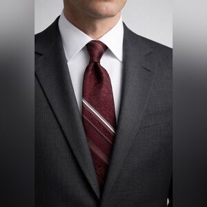 Vintage Wembley Burgundy Paisley Tie | Classic Striped Jacquard Necktie